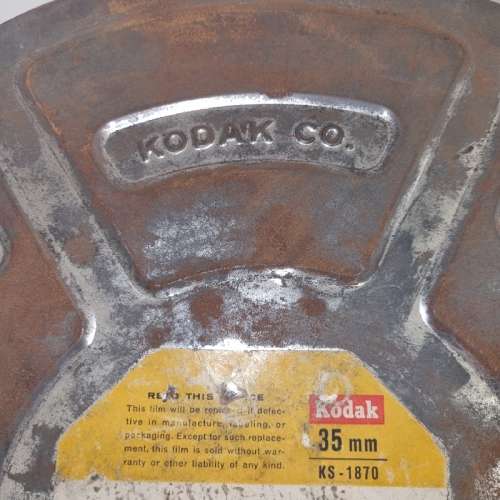 Vintage Metal Kodak Eastman Fine Grain Release Positive Safety Film Container with reel