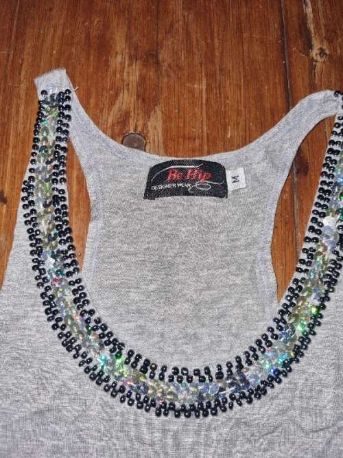Beautiful Grey Top with glitter detail - Size M