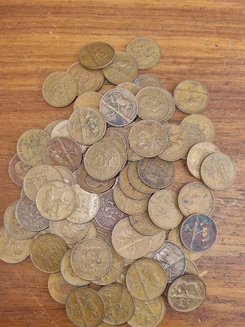 90 x 2c coins - 2 cent coins
