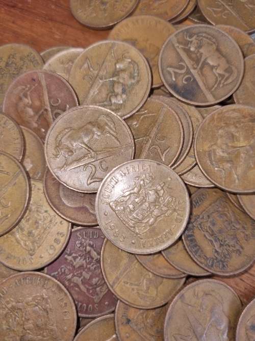 90 x 2c coins - 2 cent coins