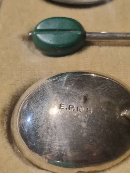 6 x EPNS Coffee Bean spoons - Boxed