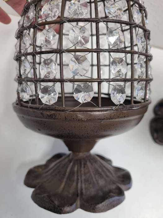 2 x Decorative Metal Candle Holders - Heavy, good quality items