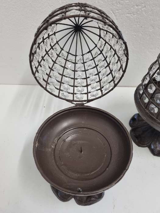 2 x Decorative Metal Candle Holders - Heavy, good quality items