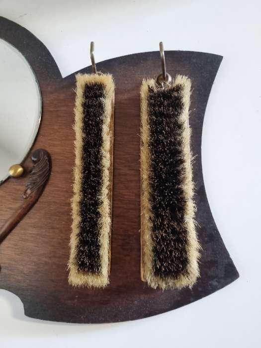 Antique Bevelled Edge Mirror with hanging brushes - See pictures