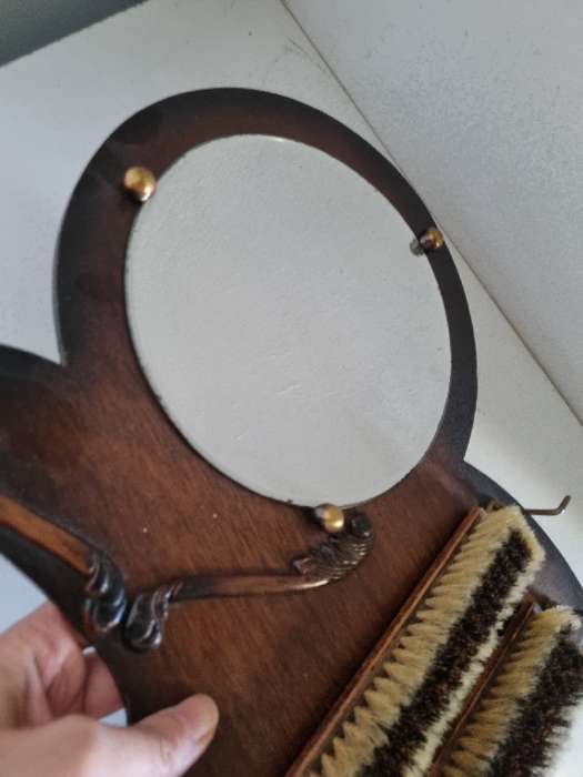 Antique Bevelled Edge Mirror with hanging brushes - See pictures
