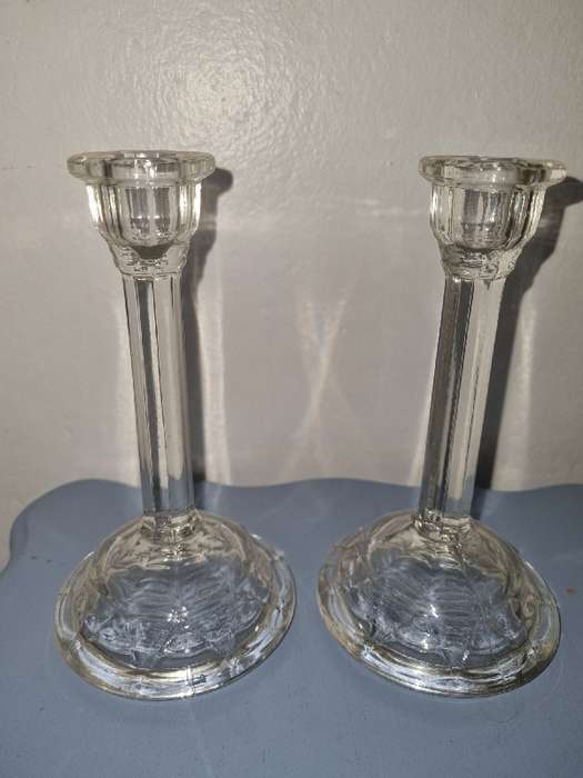 2 x Glass Candle Holders