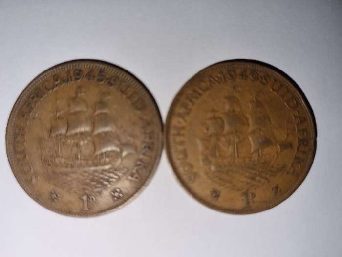 2 x 1D coins - 1945 & 1949