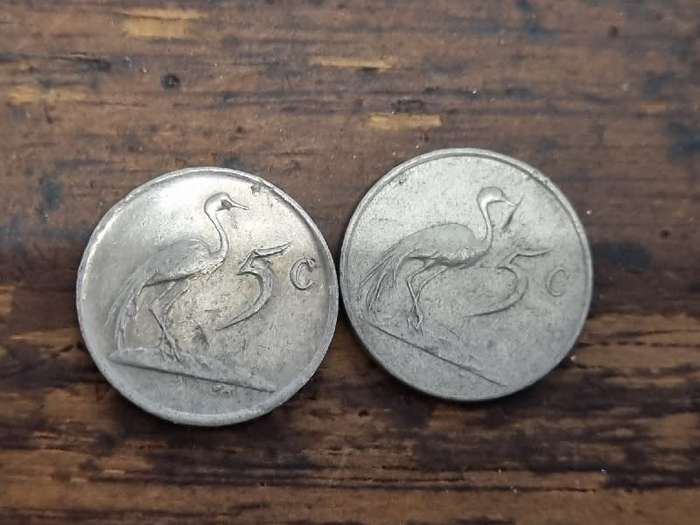 2 x 5c coins - 1983 & 1985
