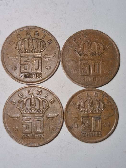 4 coins - 3 x 50 centimes, 1 x 20 centimes - 1953 - 1958