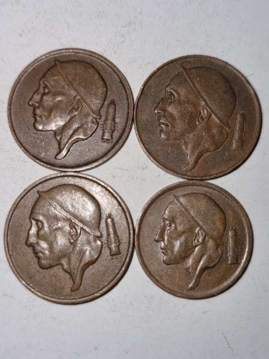 4 coins - 3 x 50 centimes, 1 x 20 centimes - 1953 - 1958