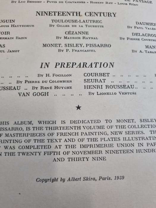 Monet, Sisley, Pissarro by Pierre Francastel - 1939 - with 13 Prints