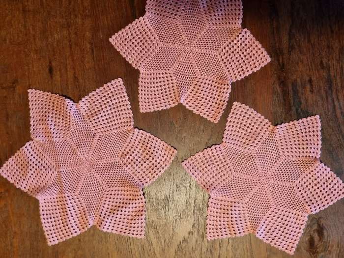 3 x Pink Crochet Doilies