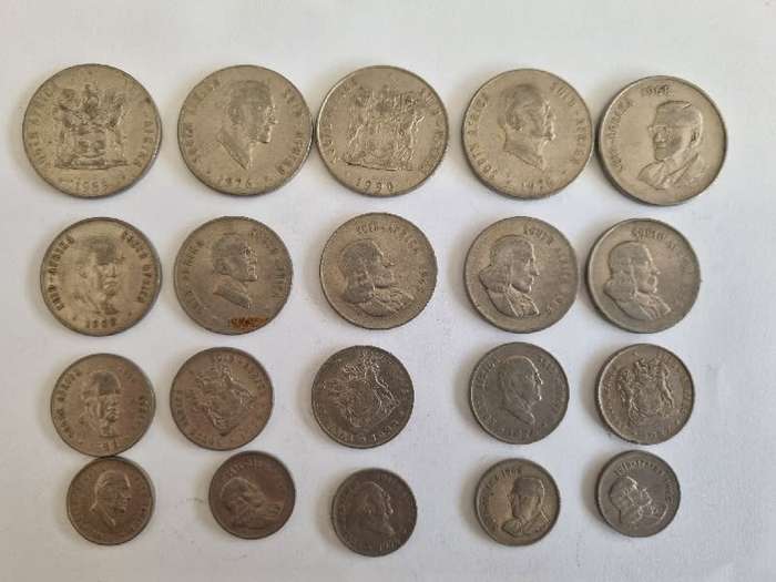 20 x Old SA coins - 50c, 20c, 10c and 5c