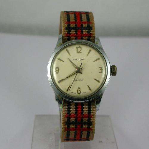 Rare Old Vintage Pelican Wind up Watch. Swiss Made. 50-s.