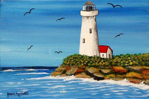 JESSIE MEIER ORIGINAL : COASTAL LIGHTHOUSE