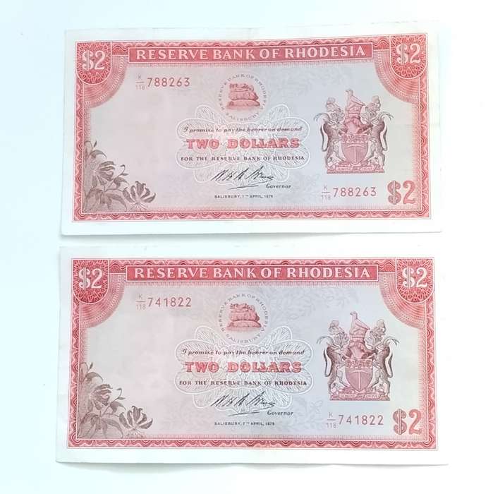 Two Rhodesian Dollars (Set of 2 Notes) #N0008