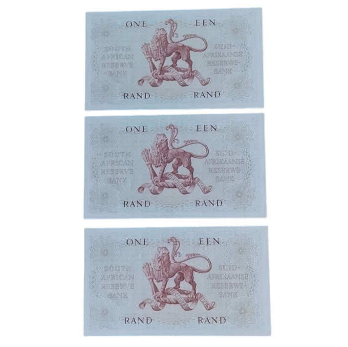 One Rand Notes in Sequence UNC (3 Notes) G Rissik  #N0017