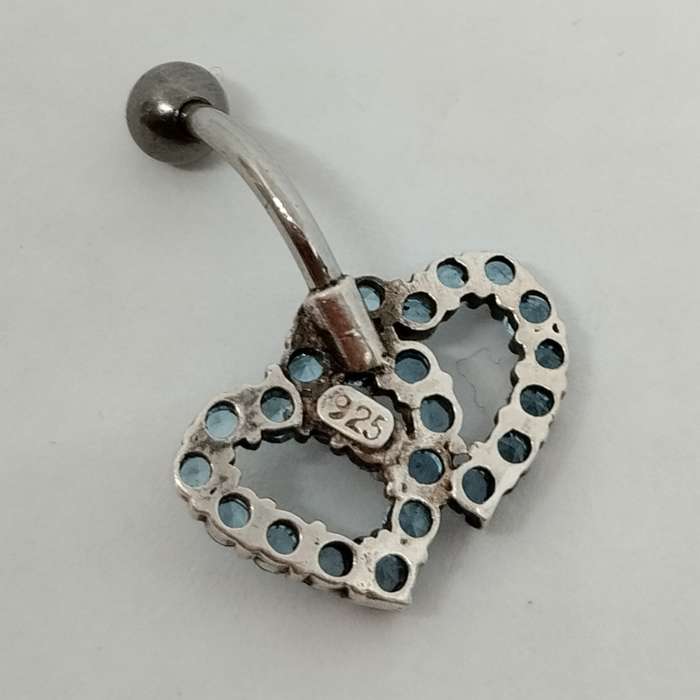 Intertwined Hearts Silver Belly Ring #S0009