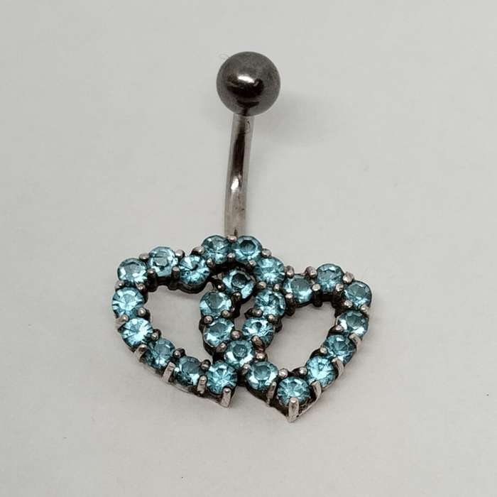 Intertwined Hearts Silver Belly Ring #S0009
