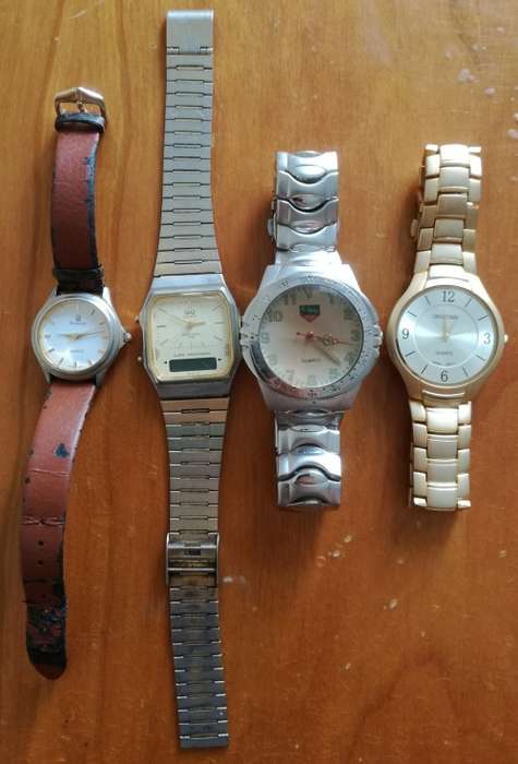 COLLECTION OF 4 OLD MEN'S WATCHES.  ONE BID TAKES ALL.