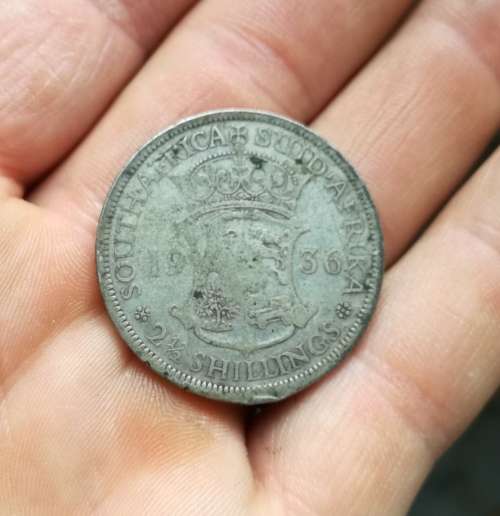 South Africa 1936 Silver Half Crown.