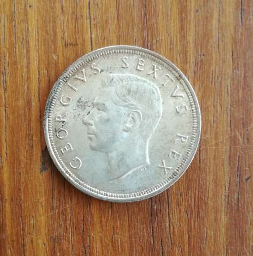 South Africa 1949 Silver 5 Shillings. Great condition.