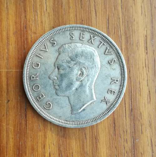 South Africa 1949 Silver 5 Shillings.