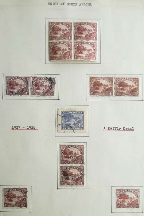 Union of South Africa 1927-1928 K....r Kraal Stamps.