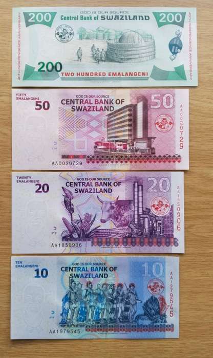 Swaziland UNC 200, 50, 20 and 10  Emalangeni Bank Notes.