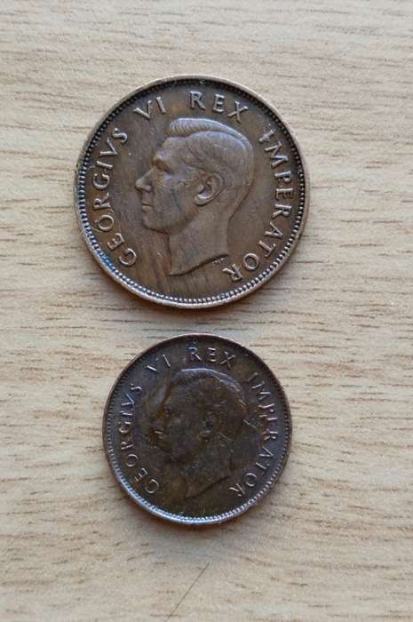 South Africa 1947 Half Penny and Quarter Penny.