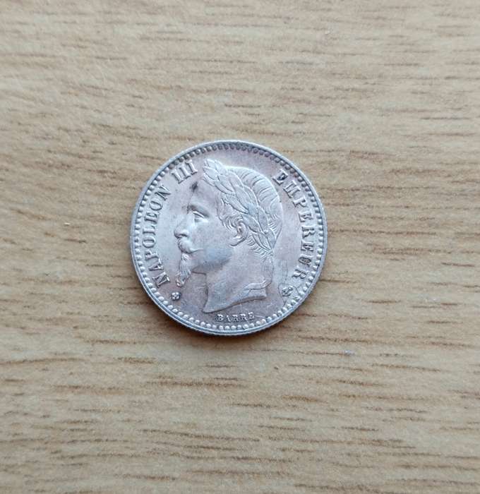 France 1867 Napoleon 111 Silver 50 cent. Good condition.