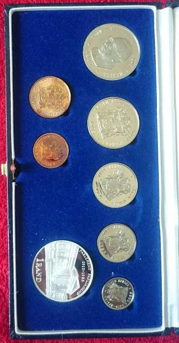 South Africa 1985  proof parliament set with silver one rand.