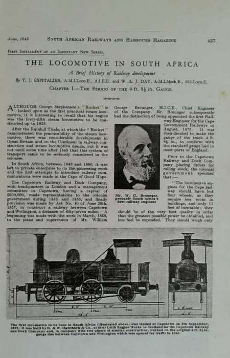 The Locomotive in South Africa A brief History of Railway Development by T Espitalier