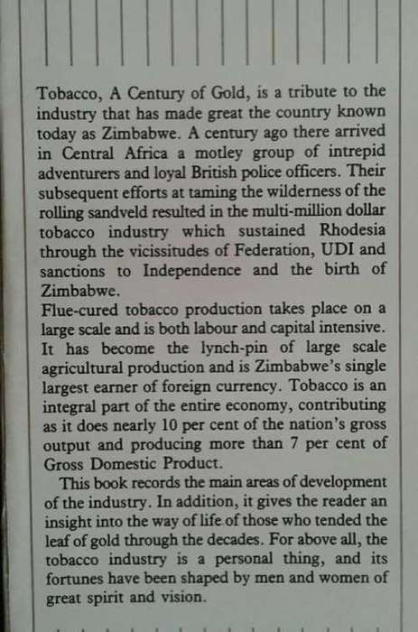 Tobacco, A Century of Gold 1890-1990 by Trish Mbanga