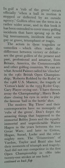 Rubs of the Green, Golf`s Triumphs and Tragedies by Webster Evans