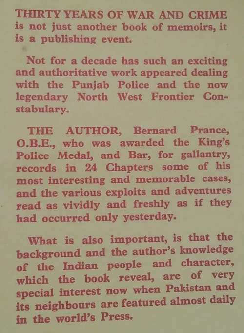 Thirty Years of War and Crime by Bernard Prance **Gift Inscription from Author**