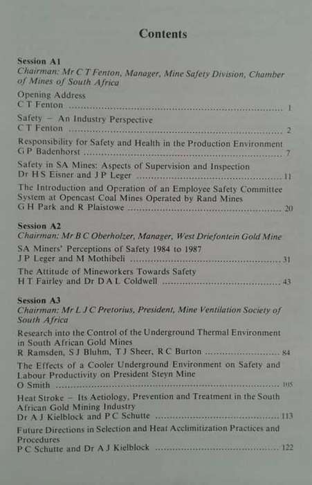 Mine Safety and Health Congress Proceedings by Chamber of Mines of South Africa