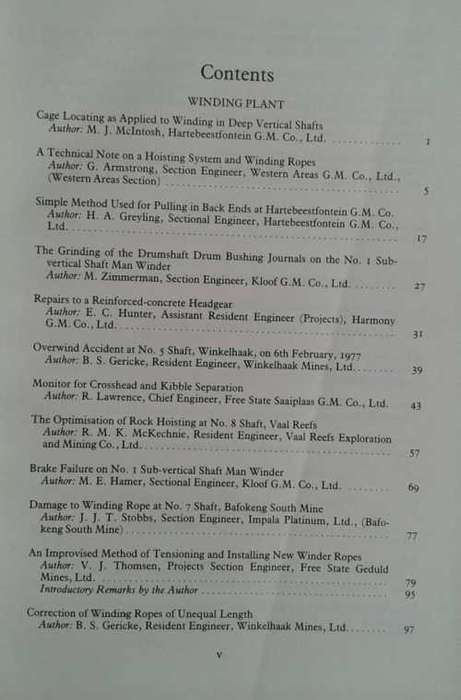 Association of Mine Resident Engineers Papers and Technical Notes 1964-1979