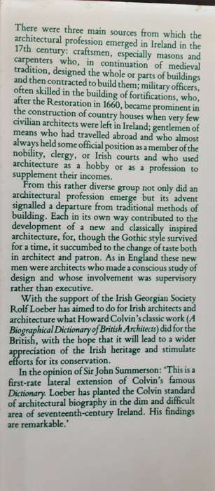 A Biographical Dictionary of Architects in Ireland 1600-1720 by Rolf Loeber