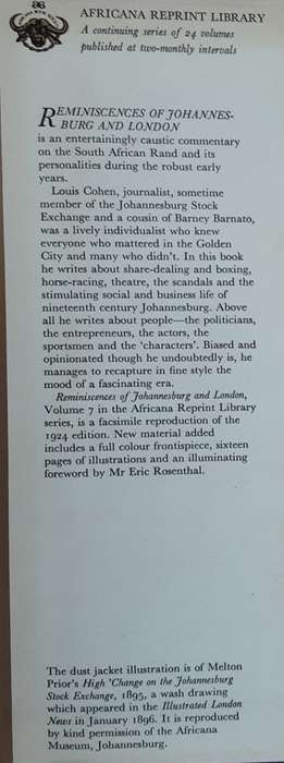 Reminiscences of Johannesburg and London by Louis Cohen