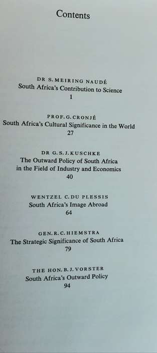 South Africa In The World Lectures delivered at the Annual General Meeting of the S A Akademie 1969