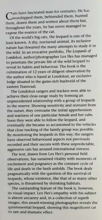 The Leopards of Londolozi by Lex Hes