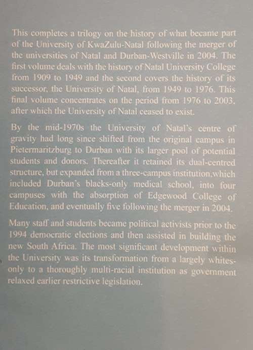 Stella Aurorae, The History of A South African University Vol 3 Uni of Natal 1976-2003 by Bill Guest