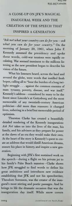 Ask Not, The Inauguration of John F Kennedy & the Speech that changed America by Clarke