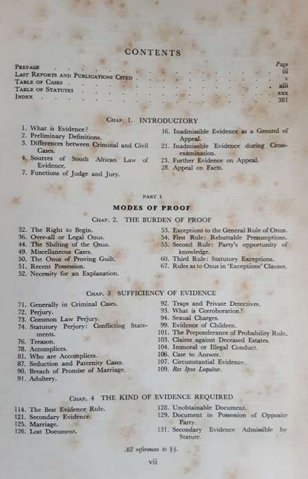 South African Cases and Statutes On Evidence by Henry John May 4th Edition