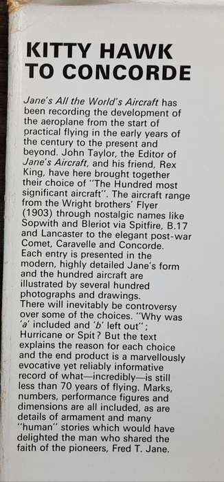Kittyhawk to Concorde Jane`s 100 Significant Aircraft by H F King and J W R Taylor