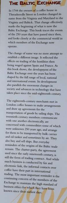 The Baltic Exchange< Baltick Coffee House to Baltic Exchange by Hugh Barty-King