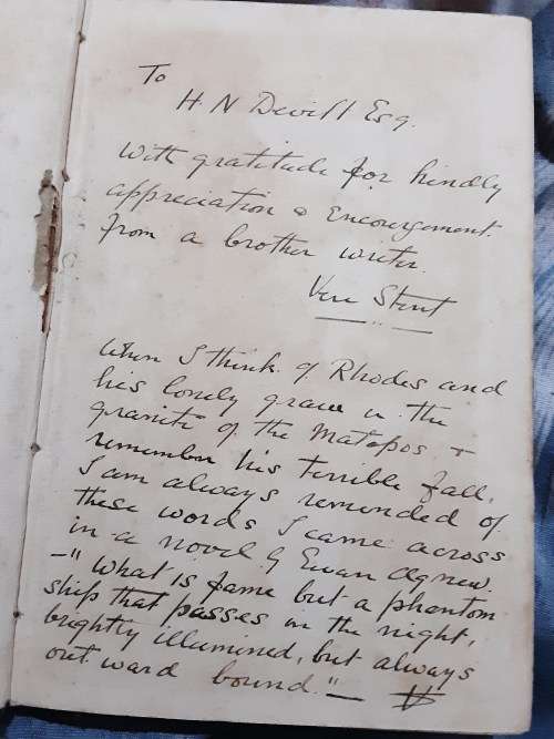 A Personal Record of Some Incidents in the Life of Cecil Rhodes by Vere Stent **SIGNED COPY**