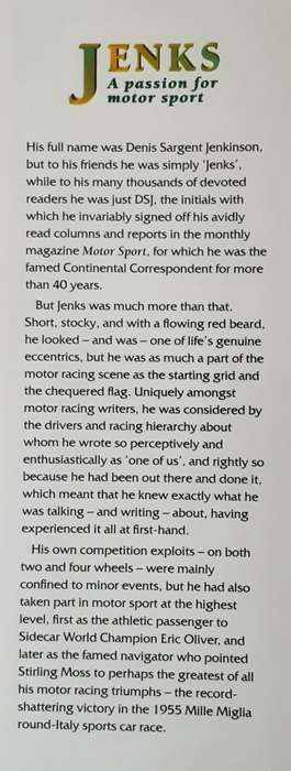 Jenks A Passion for Motor Sport by Denis Sargent Jenkins