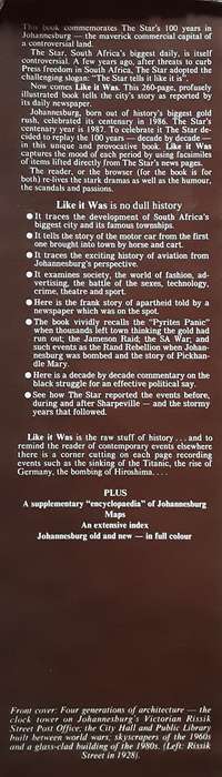 Like it Was the Star 100 years in Johannesburg ***Signed by Harvy Tyson and James Clarke***